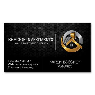 Carte De Visite Magnétique Logo Gold Silver House et Building