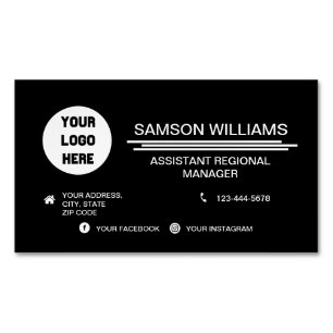 Carte De Visite Magnétique Logo Personnalisé Noir Icônes Minimalistes Des M