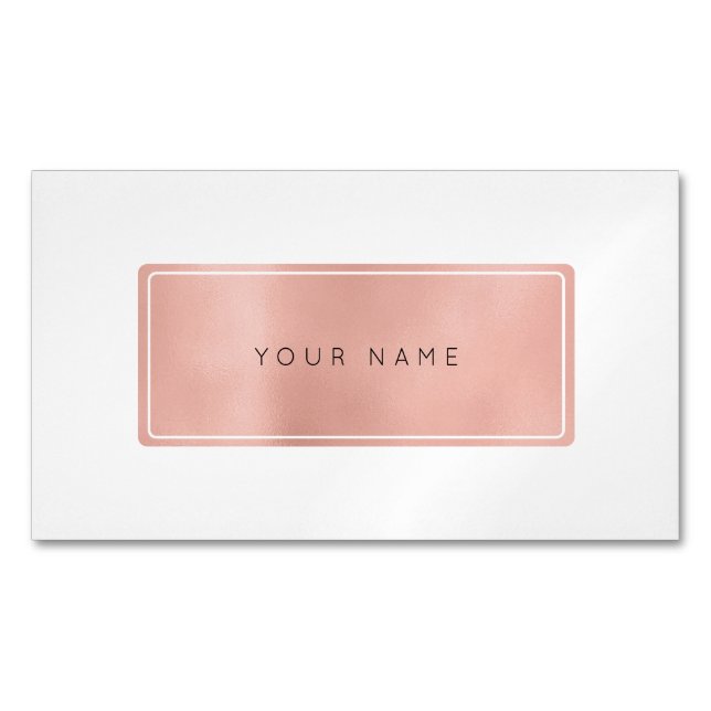 Carte De Visite Magnétique Logo rectangulaire métallique en poudre or rose (devant)
