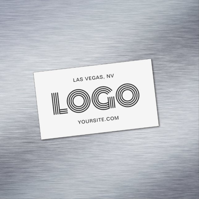 Carte De Visite Magnétique Logo Rectangulaire Noir Moderne Promotionnel (In Situ)