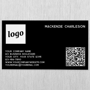 Carte De Visite Magnétique Logo simple et code QR noir