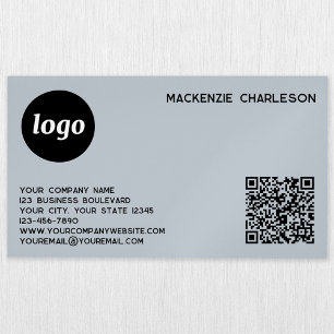 Carte De Visite Magnétique Logo simple et code QR Poudre bleu