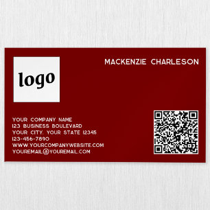 Carte De Visite Magnétique Logo simple et QR Code Bourgogne Rouge
