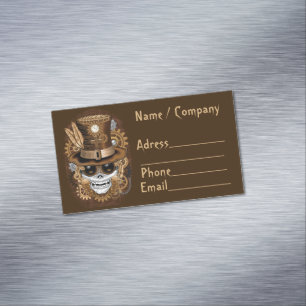Carte De Visite Magnétique Machine rétro Voodoo à vapeur crâne