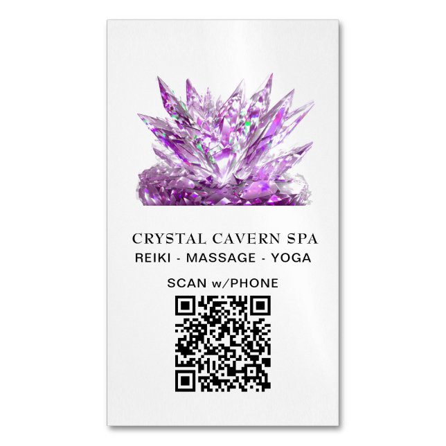 Carte De Visite Magnétique *~* Magenta Magenta QR Crystal Sparkling (devant Vertical)