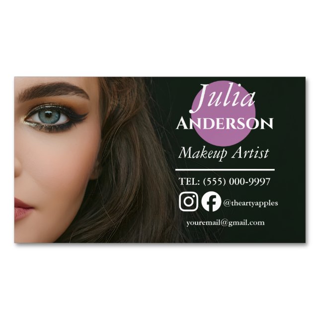 Carte De Visite Magnétique Maquillage sophistiqué Artiste MUA photo (devant)