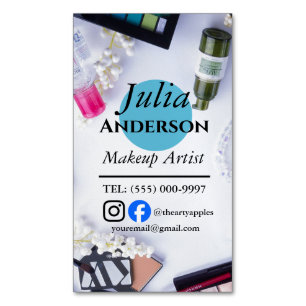Carte De Visite Magnétique Maquillage turquoise Artiste MUA photo petite entr