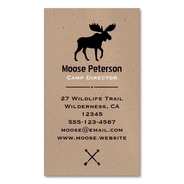 Carte De Visite Magnétique Marche Moose Silhouette | Animaux sauvages (devant Vertical)