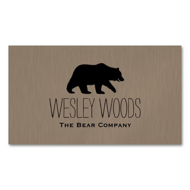 Carte De Visite Magnétique Marche sauvage Grizzly Oear Silhouette Simple (devant)