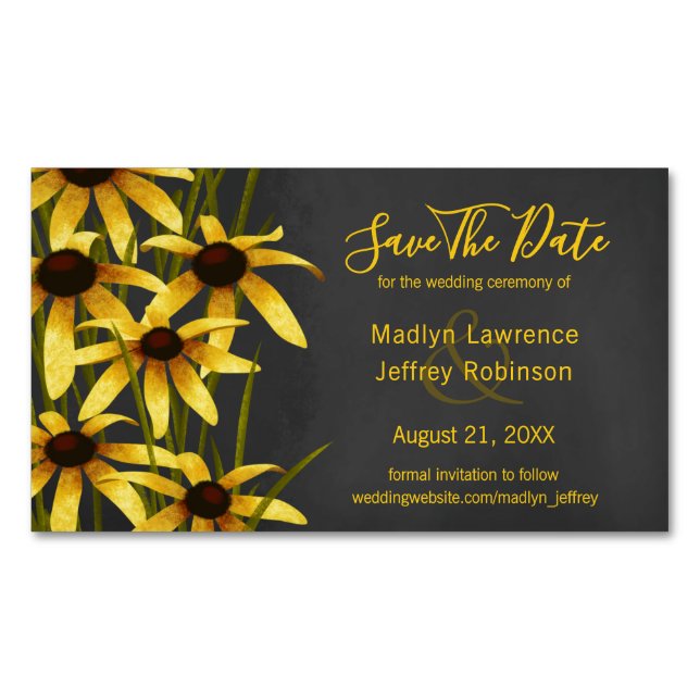 Carte De Visite Magnétique Mariage fleur sauvage Black Eyed Susans (devant)