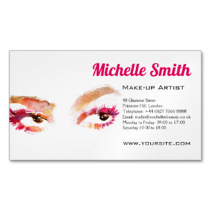 Carte De Visite Magnétique Marque de maquillage d'oeil rose aquarelle