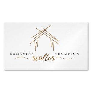 Carte De Visite Magnétique Marque de Realtor avec maison en or