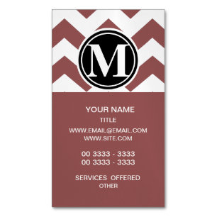 Carte De Visite Magnétique Marsala Chevron Monogrammed