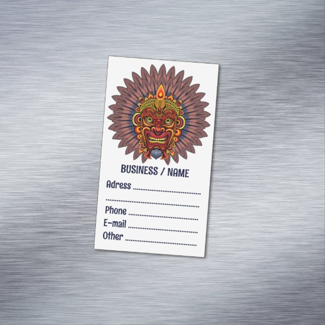 Carte De Visite Magnétique Masque rituel du roi guerrier tribal (In Situ)