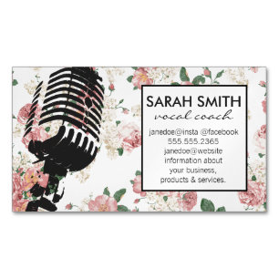 Carte De Visite Magnétique Microphone avec motif floral