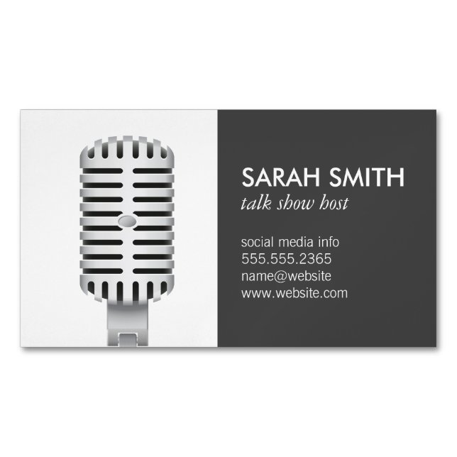 Carte De Visite Magnétique Microphone | Blogueur (devant)