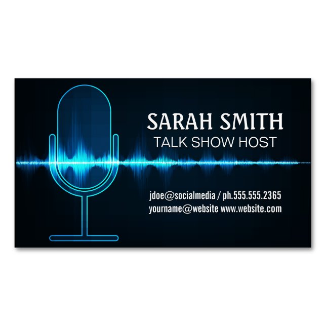 Carte De Visite Magnétique Microphone | Vague audio numérique (devant)