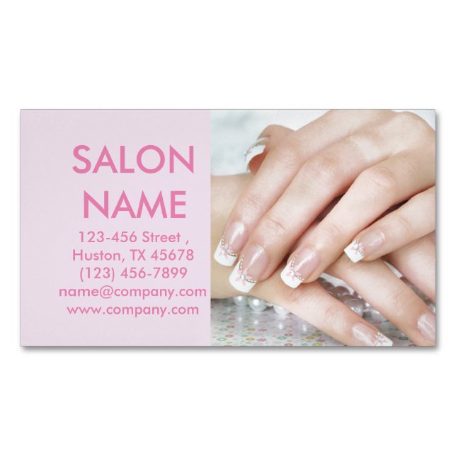 Carte De Visite Magnétique mignonette rose ongles mode beauté SPA ongle salon (devant)