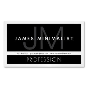 Carte De Visite Magnétique Minimaliste Moderne Noir, Blanc & Gris Foncé
