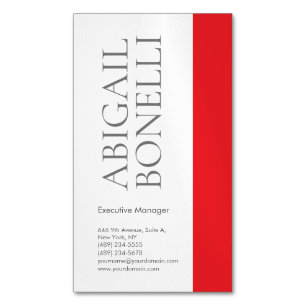 Carte De Visite Magnétique Minimaliste professionnel moderne gras gris rouge