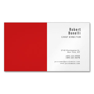 Carte De Visite Magnétique Minimaliste Rouge Blanc Simple Taille Standard Mod