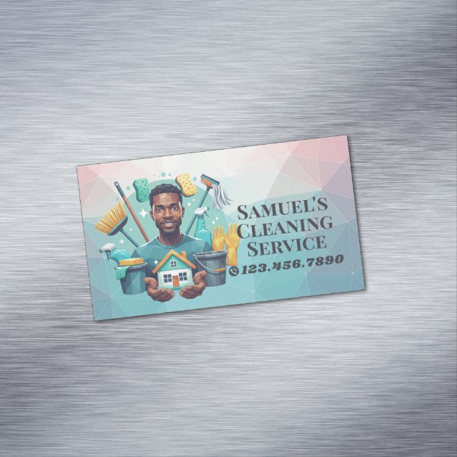 Carte De Visite Magnétique Modern House Cleaning Maid Service Housekeeping (In Situ)