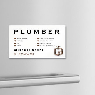 Carte De Visite Magnétique Modern Magnetic Black & Brown Plumber