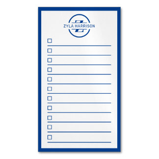 Carte De Visite Magnétique Modern Monogram Name Navy Blue To Do List