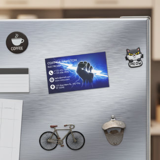 Carte De Visite Magnétique Modern Trendy Cool Blue Lightning Electrician Busi