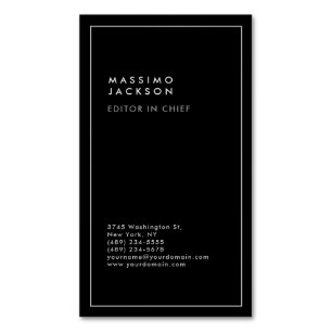 Carte De Visite Magnétique Moderne Bordure Noir Blanc Tendance