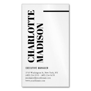Carte De Visite Magnétique Moderne Simple Noir Blanc Tendance Minimaliste Sim