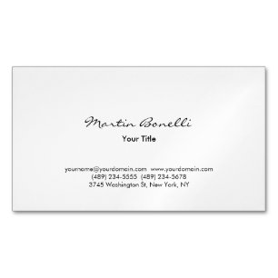 Carte De Visite Magnétique Moderne Simple Professionnel Noir & Blanc