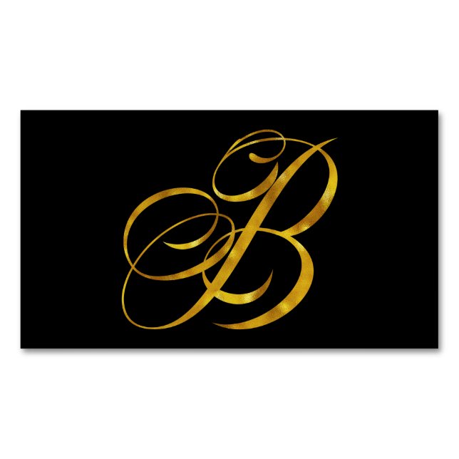 Carte De Visite Magnétique Monogramme B Faux Gold Foil Monogrammes initiaux (devant)