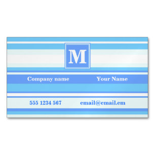 Carte De Visite Magnétique Monogramme ciel bandes bleues