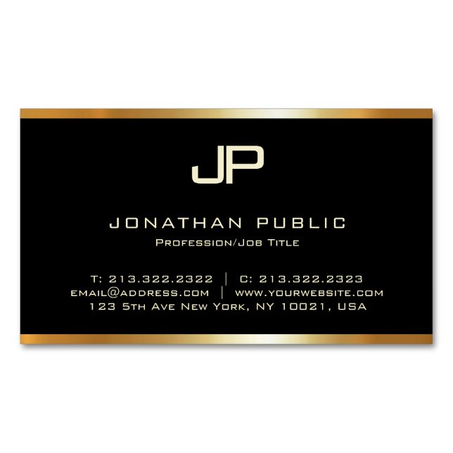 Carte De Visite Magnétique Monogramme Gold personnalisé Modèle moderne Luxueu (devant)