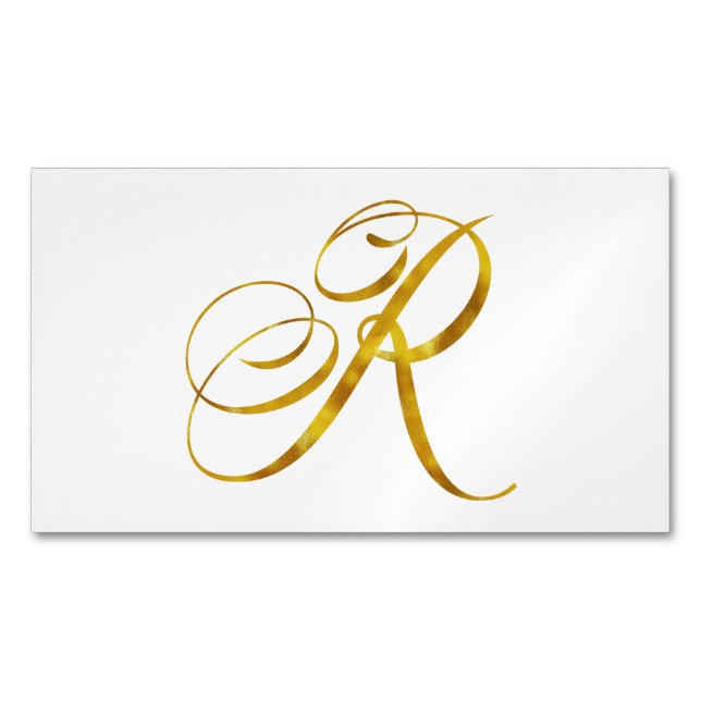 Carte De Visite Magnétique Monogramme personnalisé R Faux Monogrammes Gold Fo (devant)