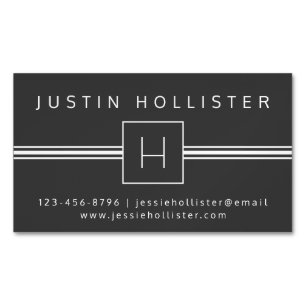 Carte De Visite Magnétique Monogramme professionnel moderne classique   gris 