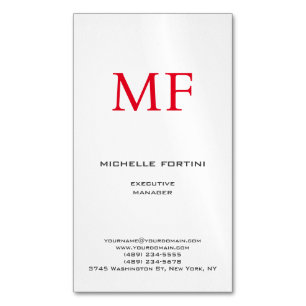 Carte De Visite Magnétique Monogramme rouge clair mou minimaliste plat