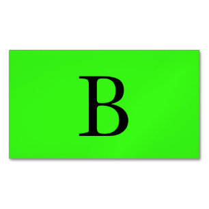 Carte De Visite Magnétique Monogrammes Initiales Cool vert néon brillant et 