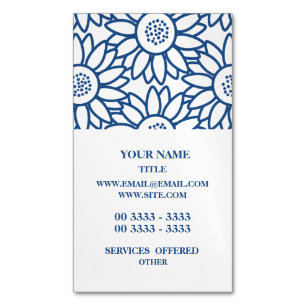 Carte De Visite Magnétique Motif bleu classique de tournesol