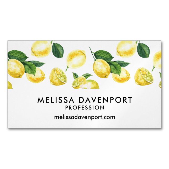 Carte De Visite Magnétique Motif de fruits aux citrons jaunes (devant)