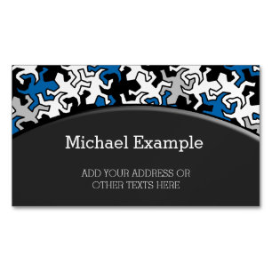 Carte De Visite Magnétique Motif Mosaic Geckos - bleu noir blanc gris