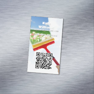 Carte De Visite Magnétique Nettoyage de fenêtres QR personnalisé