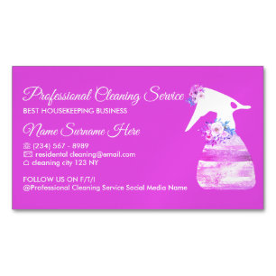 Carte De Visite Magnétique Nettoyage Fleur Vaporisateur Purple Maid