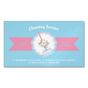 Carte De Visite Magnétique Nettoyage ménager en bleu rose
