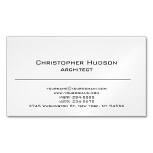 Carte De Visite Magnétique Noir Blanc Simple Plain Architect