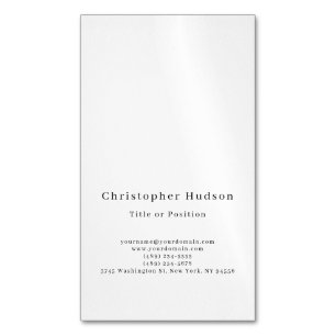 Carte De Visite Magnétique Noir & Blanc Simple Plain Minimaliste