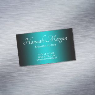 Carte De Visite Magnétique Noir et noir Turquoise élégant Ombre