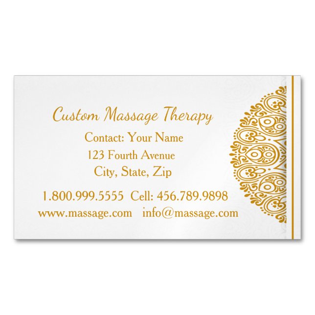 Carte De Visite Magnétique Nom personnalisé Massage Thérapie Or Mandala (devant)
