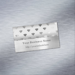 Carte De Visite Magnétique Noms commerciaux de site Web Diamonds Silver White